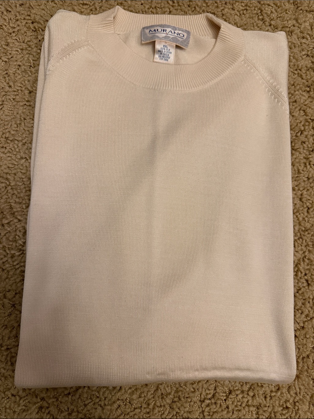 Murano Men’s Ivory Short Sleeve Crewneck Sweater XXL